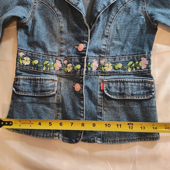Embroidered Denim Jacket with Floral Accents - Picture 16 of 16
